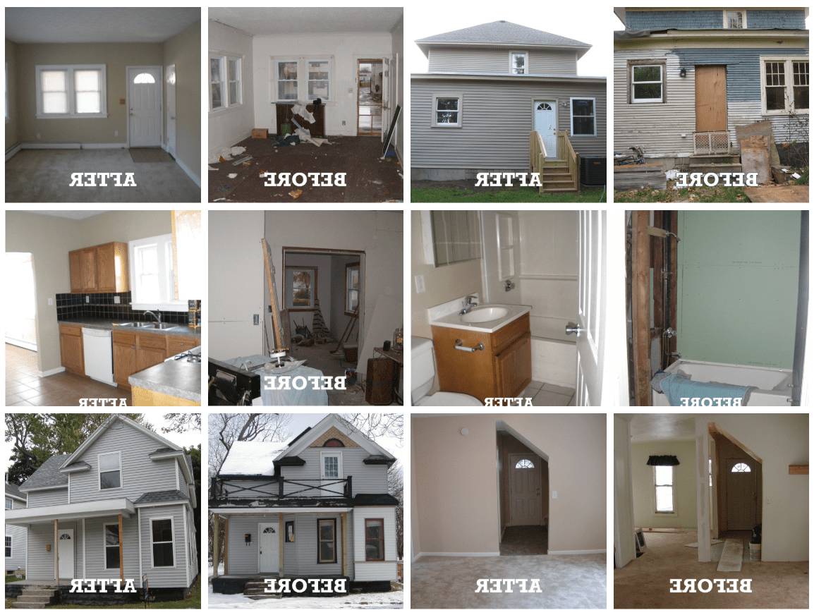 A gallery of before and after images from previous property remodeling projects United Properties of West Michigan has done